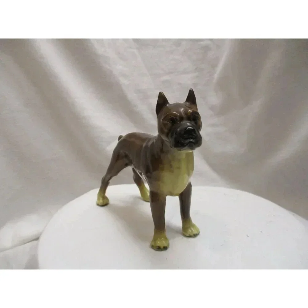 Boxer dog figurine enamel overcast metal Dog love canine‎ animal brown